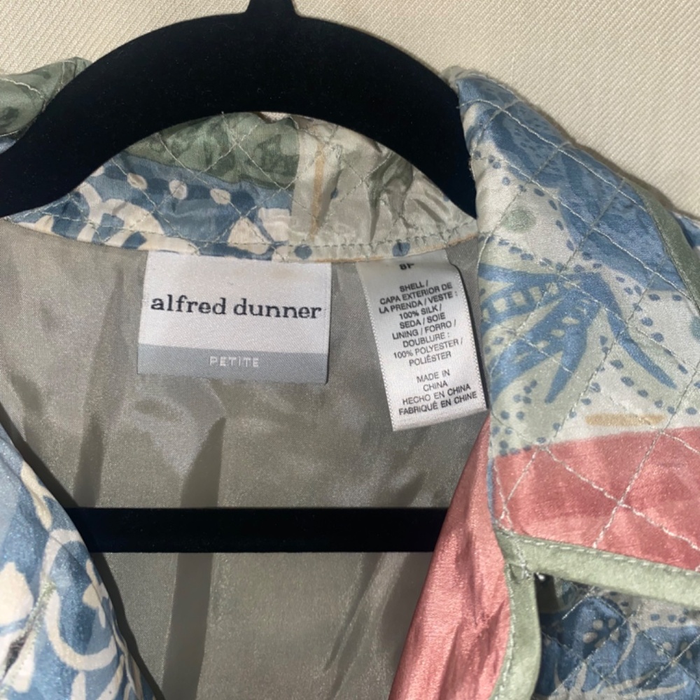 Alfred Dunner Quilted Jacket Patchwork 100% Silk - image 2